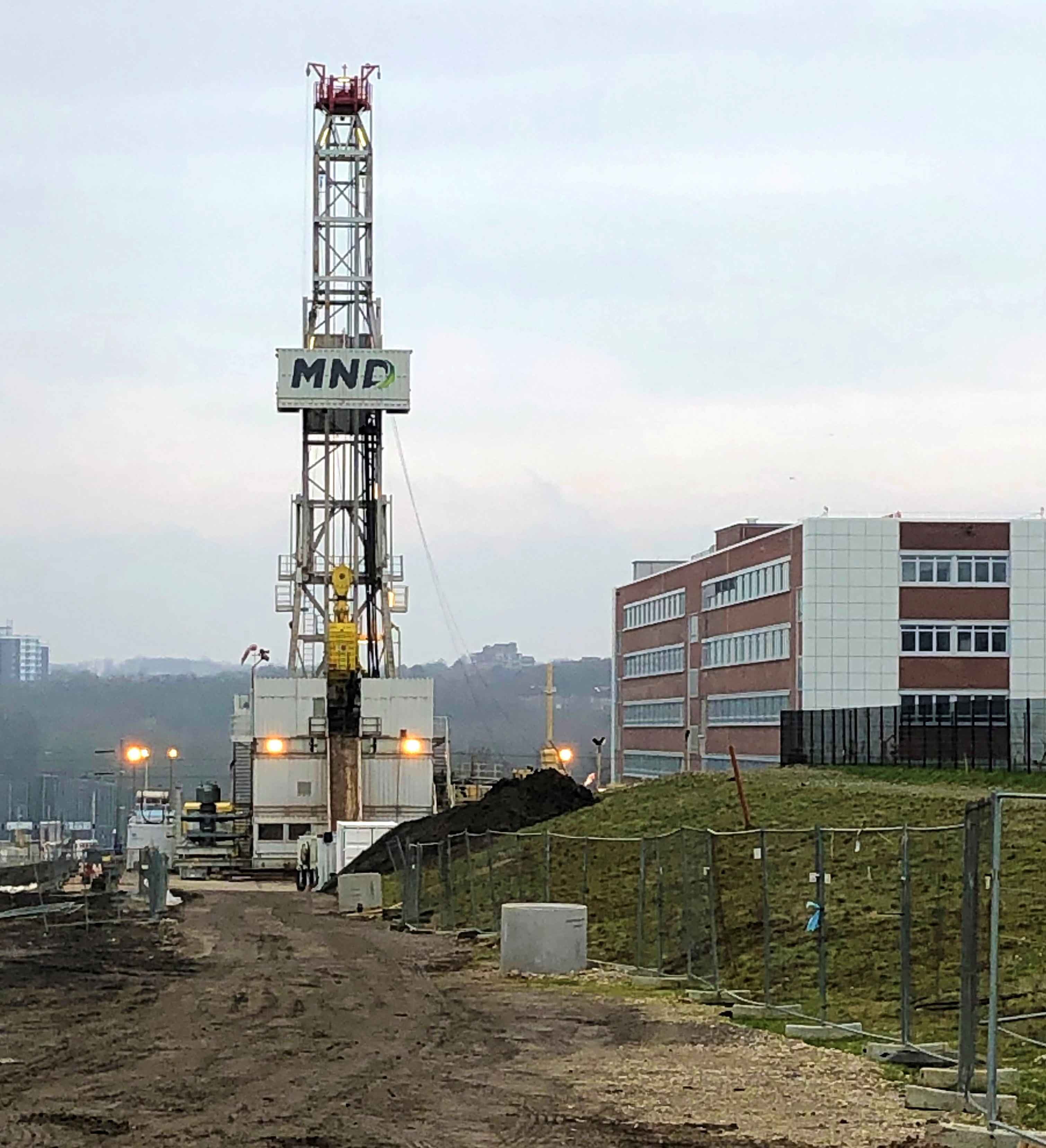 Geothermiebohrungen auf MARK 51°7 kommen voran Bohrplatz über der ehmaligen Zeche Dannenbaum